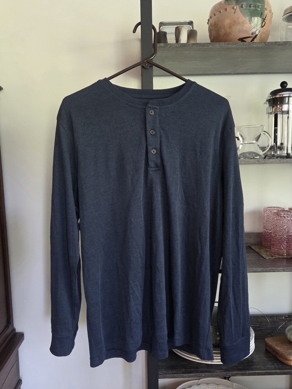 Croft And Barrow Easy Care Henley Long Sleeve Shirt Men's Large 60% Cotton